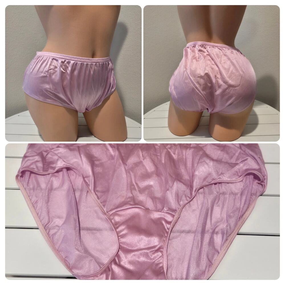 Shadowline 11032 Bikini Panty Shiny Nylon Full Cut Silky Y2K Pink 9/2XL